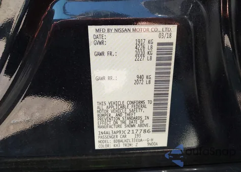 2018 Nissan Altima 2.5 Sr from USA, damaged, VIN 1N4AL3AP9JC217786